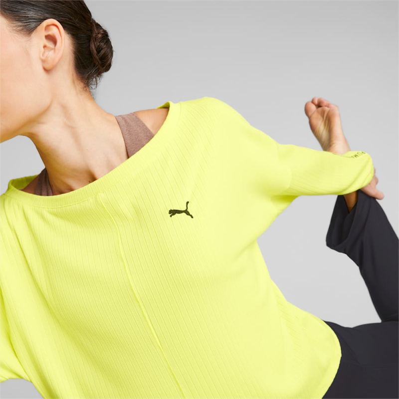 Puma | Women's STUDIO UNWIND Long Sleeve Training Tee - Yellow Burst