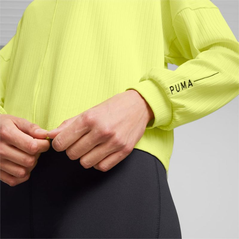 Puma | Women's STUDIO UNWIND Long Sleeve Training Tee - Yellow Burst