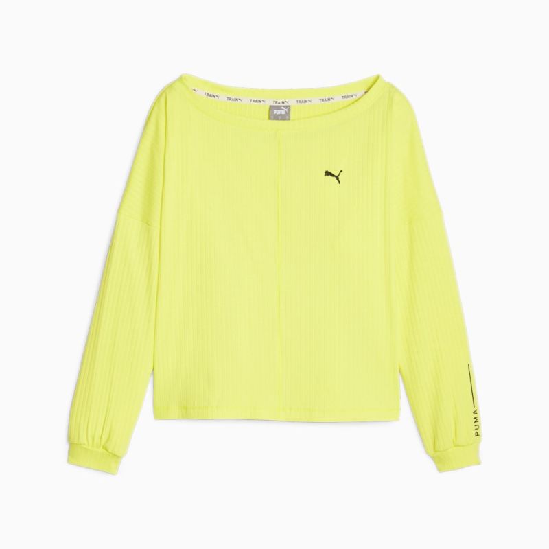 Puma | Women's STUDIO UNWIND Long Sleeve Training Tee - Yellow Burst