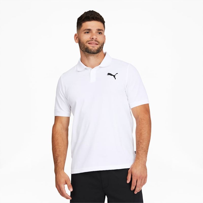 Puma | Men's Essentials Pique Polo - White-Cat