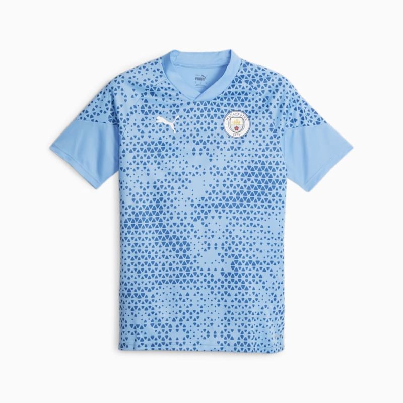 Puma | Men's Manchester City Soccer Training Jersey - Team Light Blue-Lake Blue