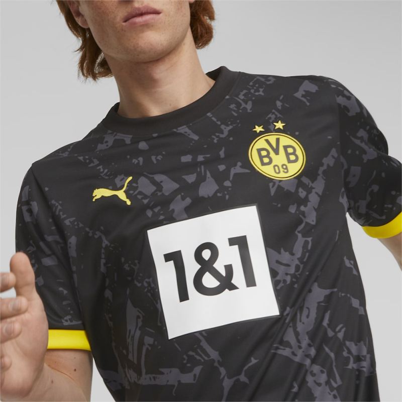 Puma | Men's Borussia Dortmund 23/24 Away Jersey - Black-Cyber Yellow