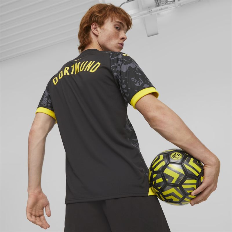 Puma | Men's Borussia Dortmund 23/24 Away Jersey - Black-Cyber Yellow