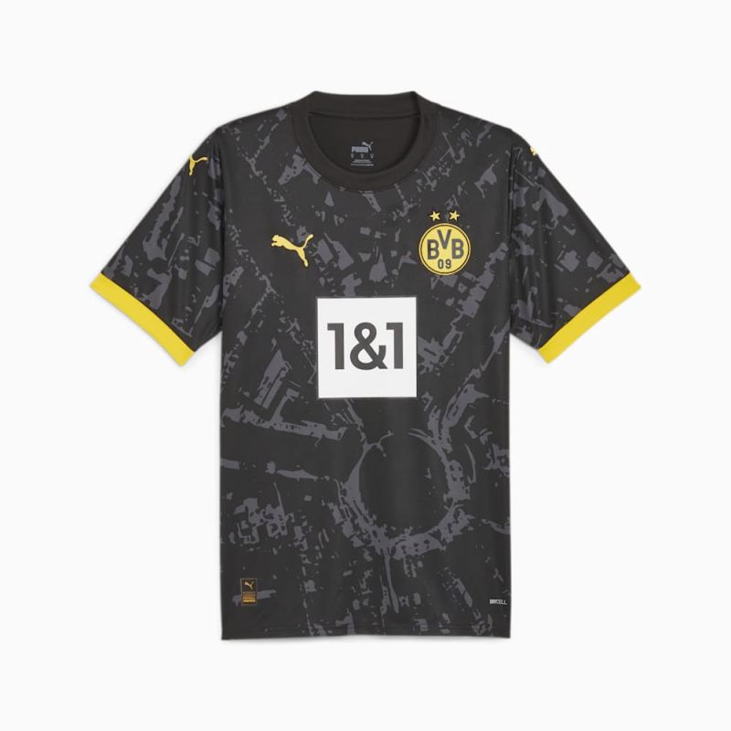 Puma | Men's Borussia Dortmund 23/24 Away Jersey - Black-Cyber Yellow