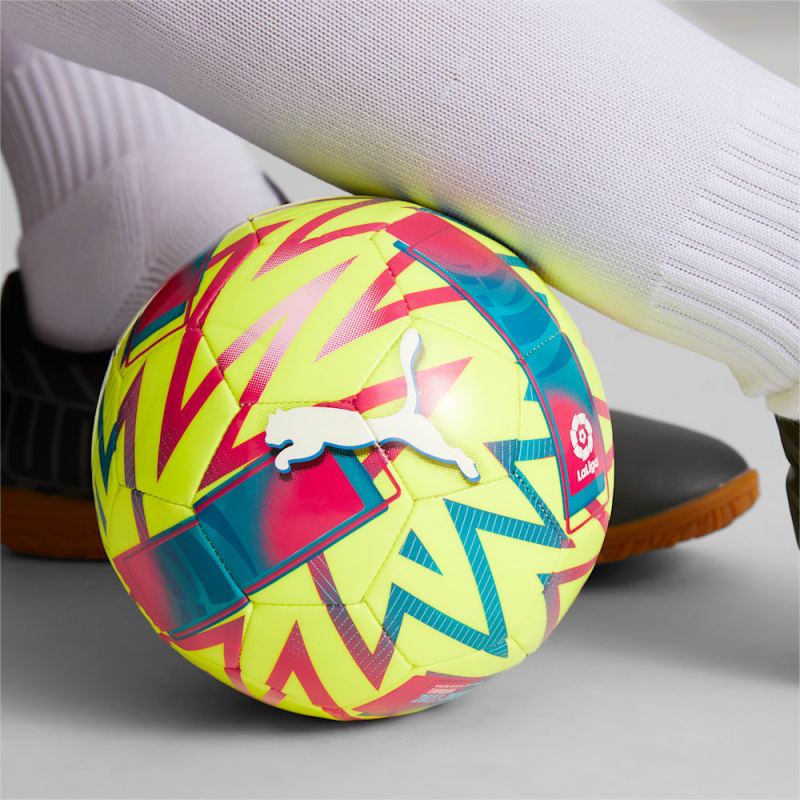 Puma | Boys Orbita La Liga 1 MS Mini Soccer Ball - Lemon Tonic-Beetroot Purple-Blue Atoll