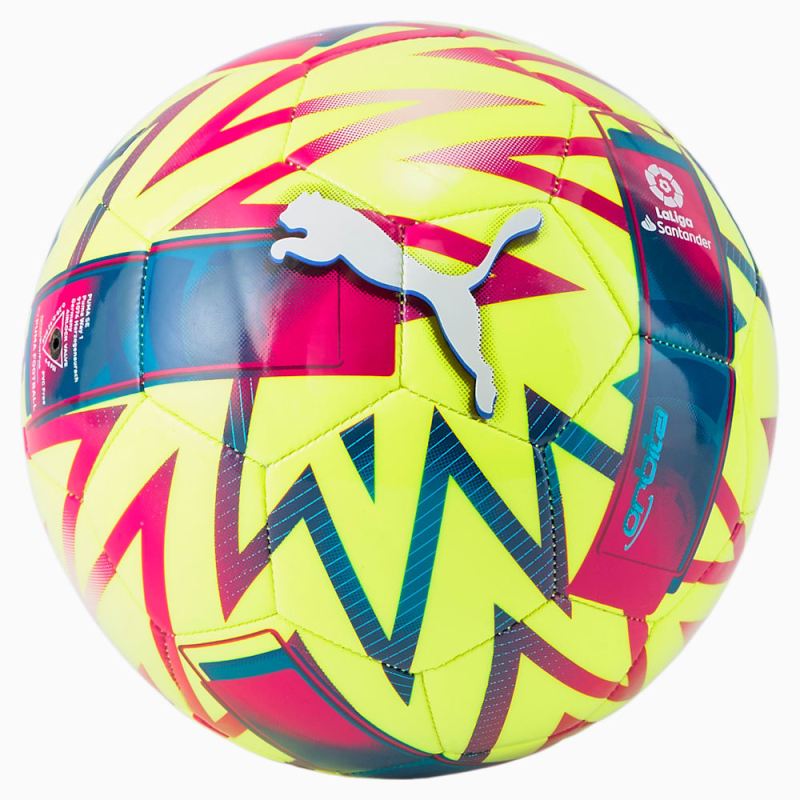 Puma | Boys Orbita La Liga 1 MS Mini Soccer Ball - Lemon Tonic-Beetroot Purple-Blue Atoll