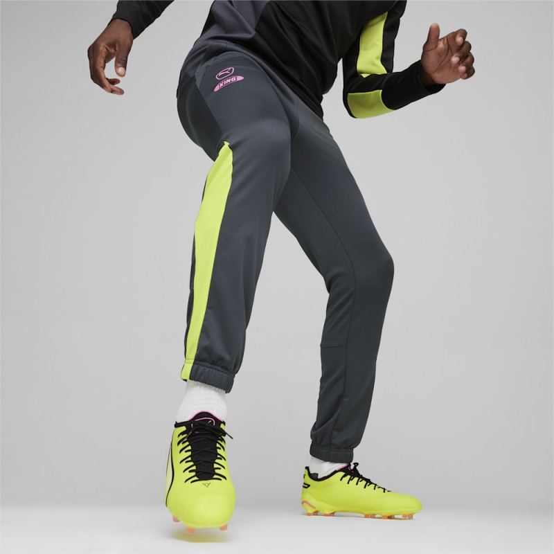 Puma | Men's KING Pro Training Pants - Strong Gray-Electric Lime