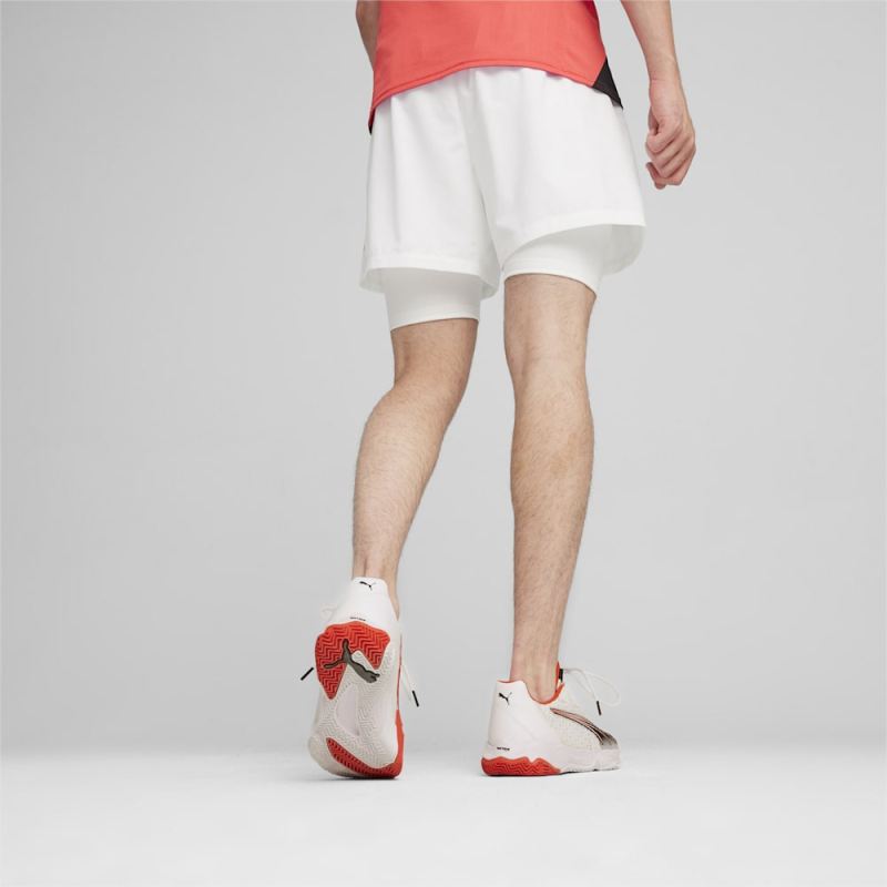 Puma | Men's Individual teamGOAL Racquet Sports 2-in-1 Shorts - White-Active Red