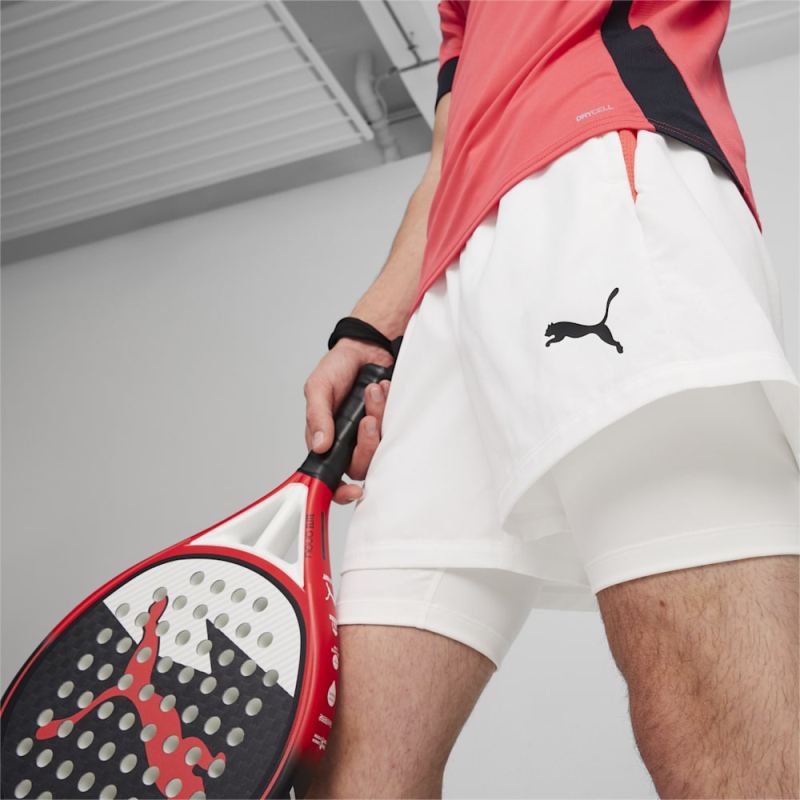 Puma | Men's Individual teamGOAL Racquet Sports 2-in-1 Shorts - White-Active Red