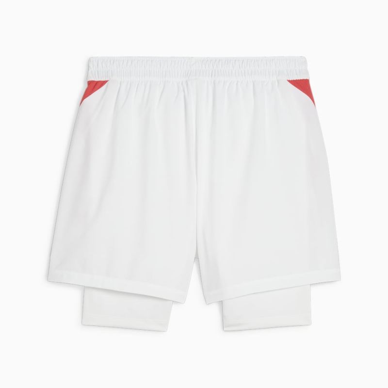 Puma | Men's Individual teamGOAL Racquet Sports 2-in-1 Shorts - White-Active Red