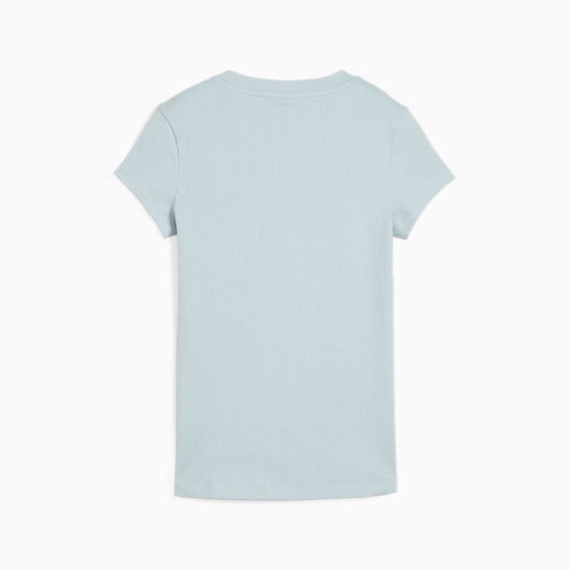 Puma | Women's CLASSICS Ribbed Slim Tee - Turquoise Surf