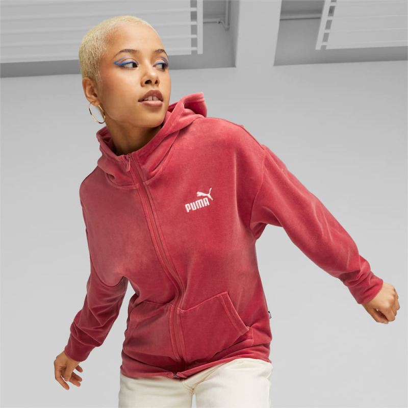 Puma | Women's Essentials Elevated Full Zip Hoodie - Astro Red