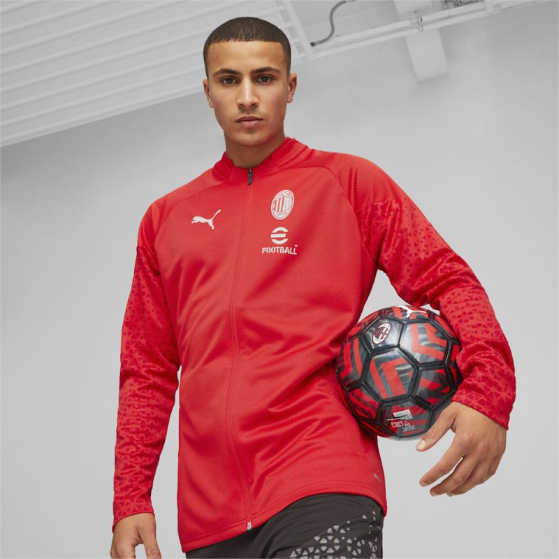 Puma | Men's AC Milan Soccer Training Jacket - For All Time Red-Feather Gray - Click Image to Close