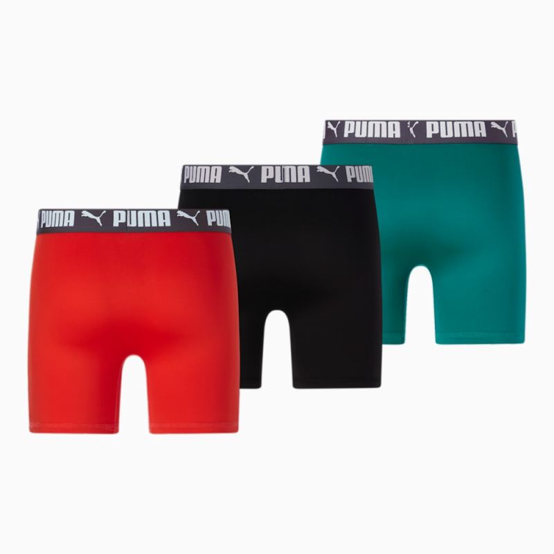 Puma | Men's Athletic Boxer Briefs [3 Pack] - AQUA / ORANGE