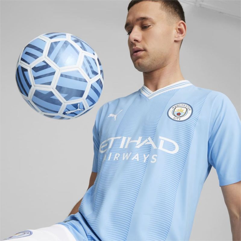 Puma | Men's Manchester City 23/24 Authentic Home Jersey - Team Light Blue-White