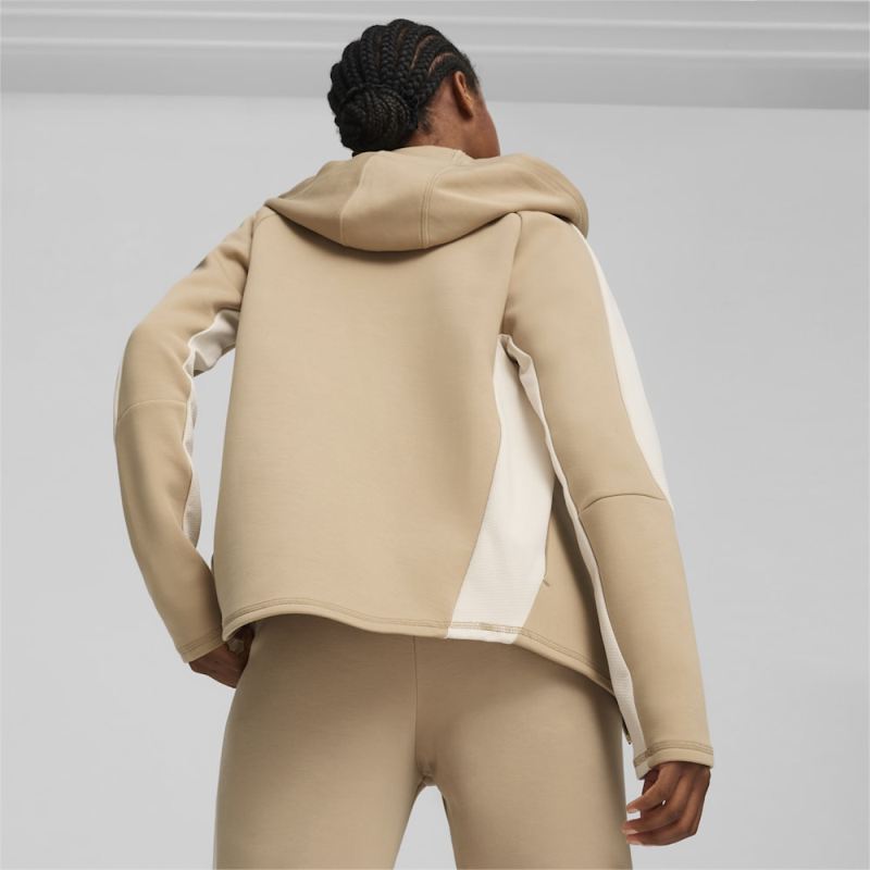 Puma | Women's EVOSTRIPE Full-Zip Hoodie - Prairie Tan