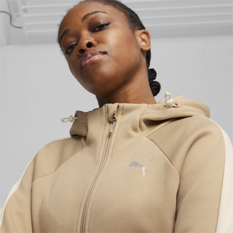 Puma | Women's EVOSTRIPE Full-Zip Hoodie - Prairie Tan