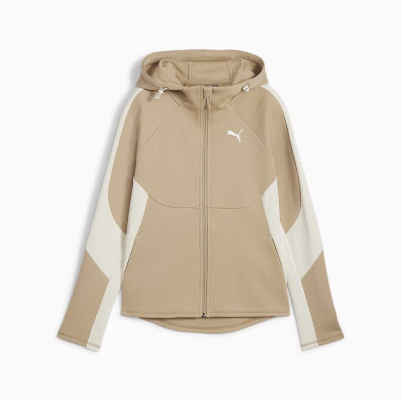 Puma | Women's EVOSTRIPE Full-Zip Hoodie - Prairie Tan