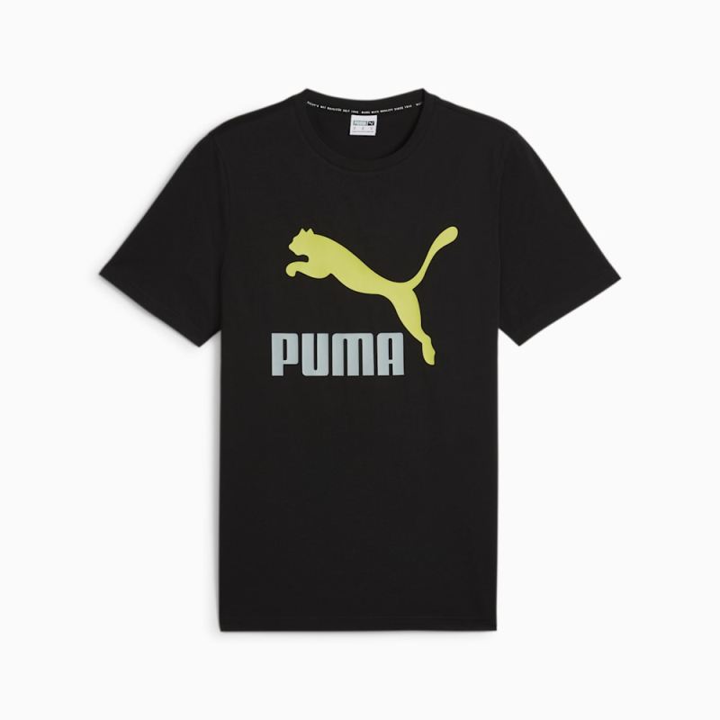 Puma | Men's Classics Logo Tee - Black-Lime Sheen