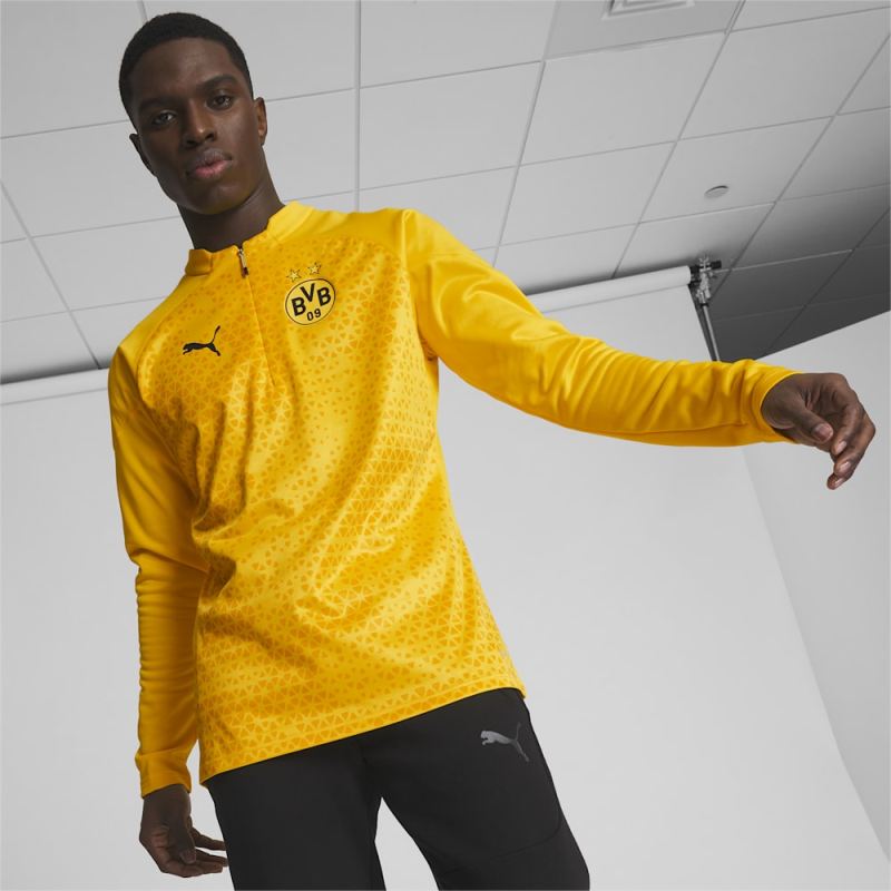 Puma | Men's Borussia Dortmund Soccer Training Fleece - Cyber Yellow-Black - Click Image to Close