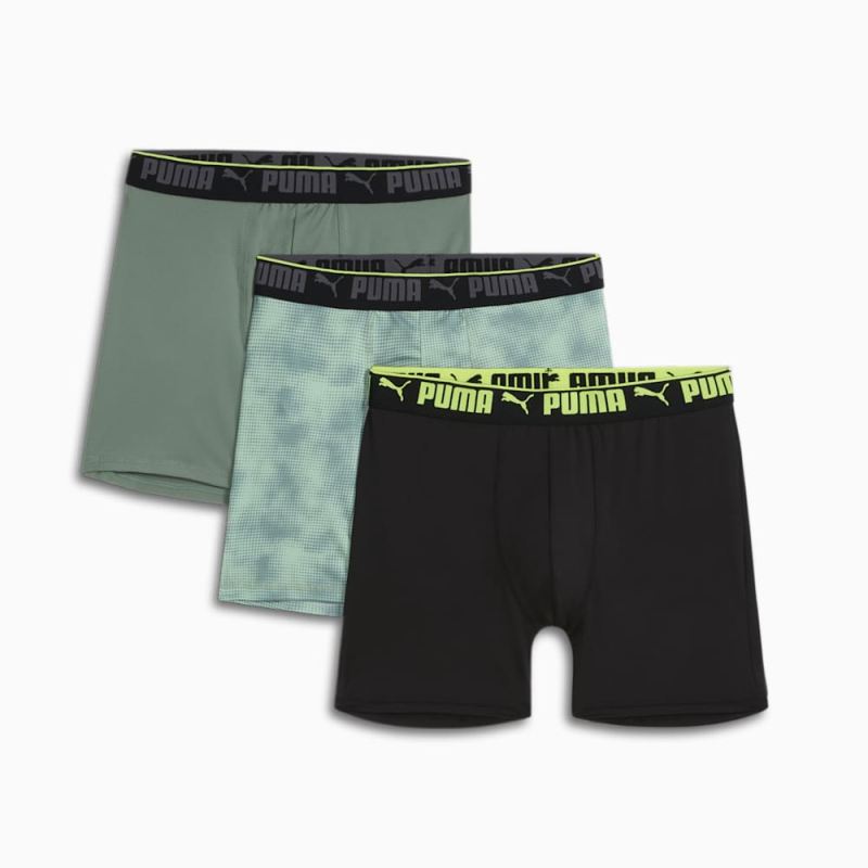 Puma | Men's Sportstyle Boxer Briefs (3 Pack) - GREEN / BLACK