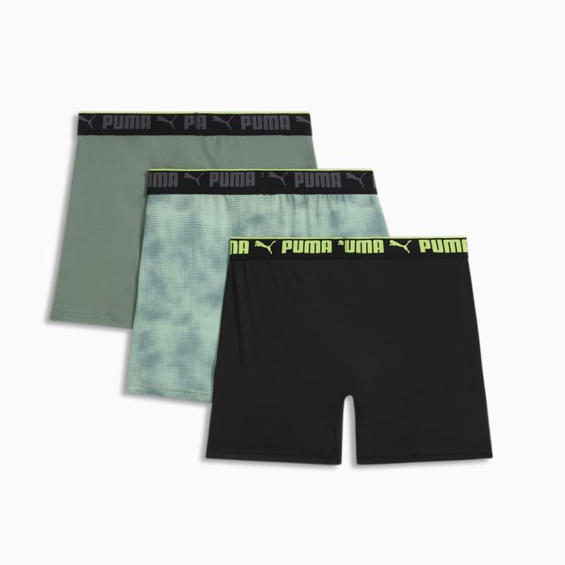 Puma | Men's Sportstyle Boxer Briefs (3 Pack) - GREEN / BLACK