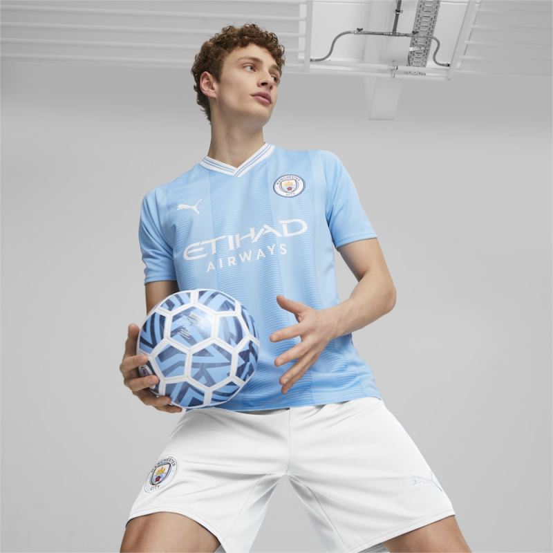 Puma | Men's Manchester City 23/24 Replica Home Jersey - Team Light Blue-White