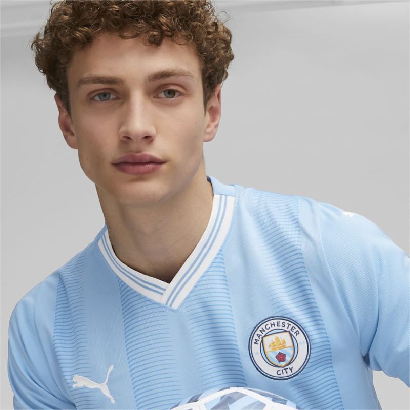 Puma | Men's Manchester City 23/24 Replica Home Jersey - Team Light Blue-White