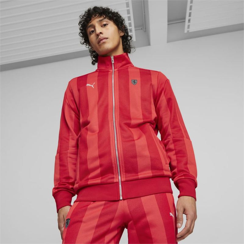 Puma | Men's Scuderia Ferrari Style T7 Track Jacket - Rosso Corsa - Click Image to Close