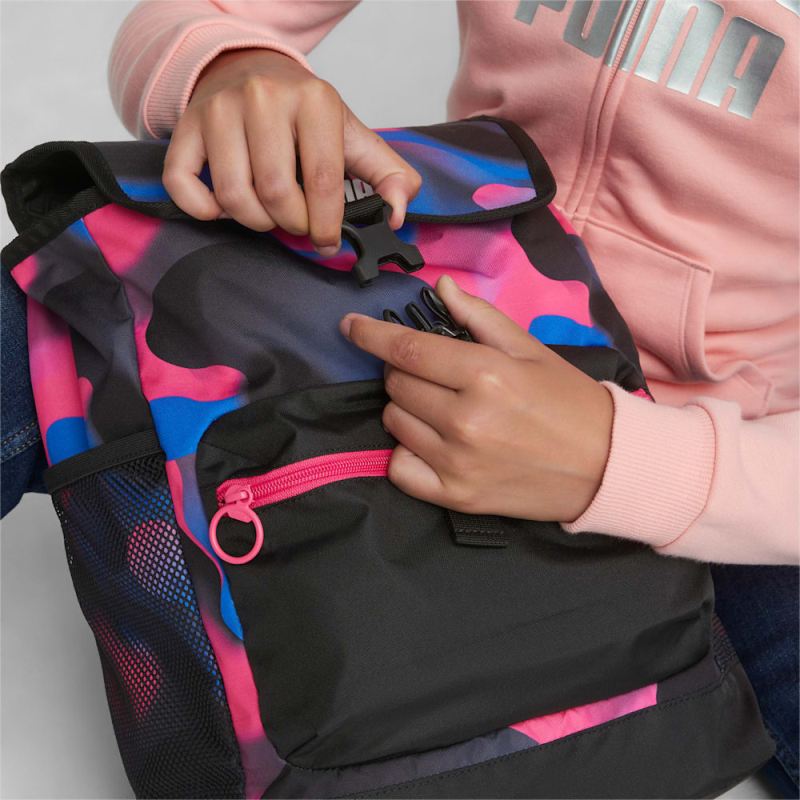 Puma | Boys Cosmic Big Kids Backpack - Black-Glowing Pink