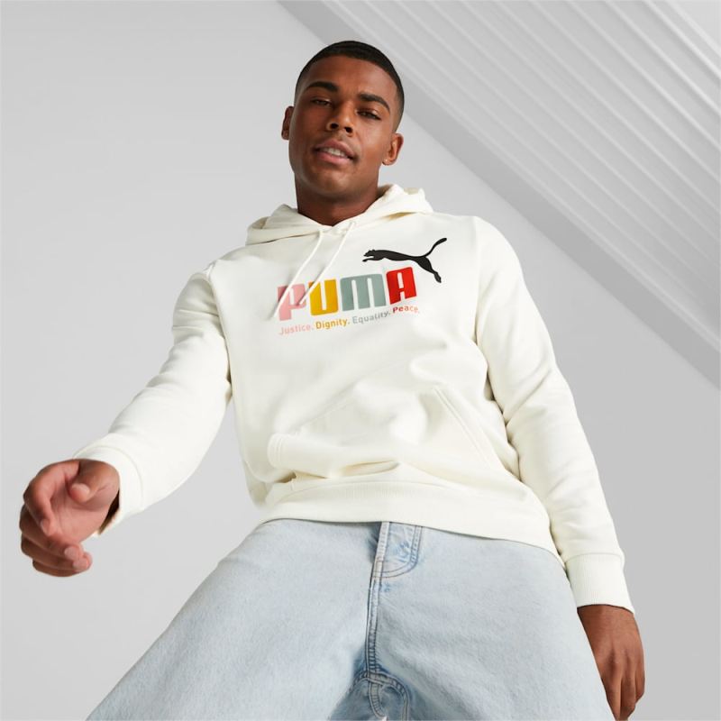 Puma | Men's ESS+ Multicolor Hoodie - Warm White