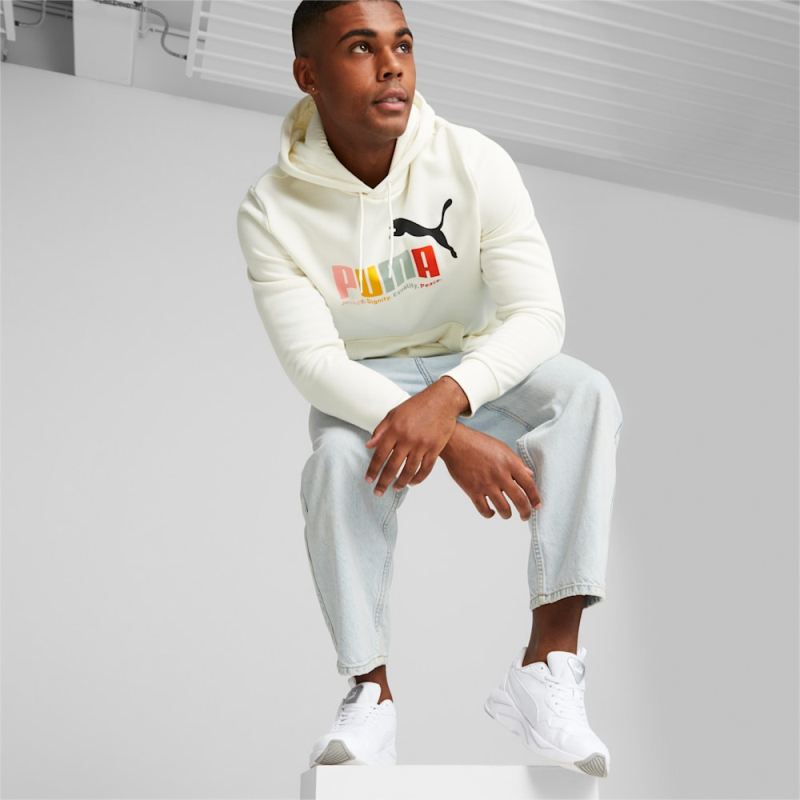 Puma | Men's ESS+ Multicolor Hoodie - Warm White