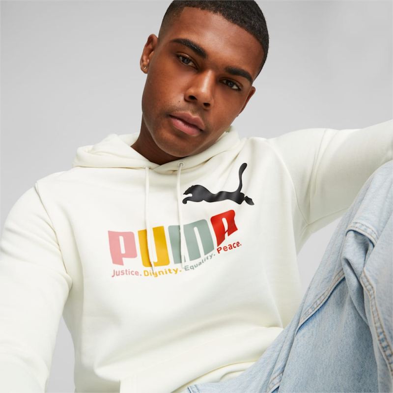 Puma | Men's ESS+ Multicolor Hoodie - Warm White