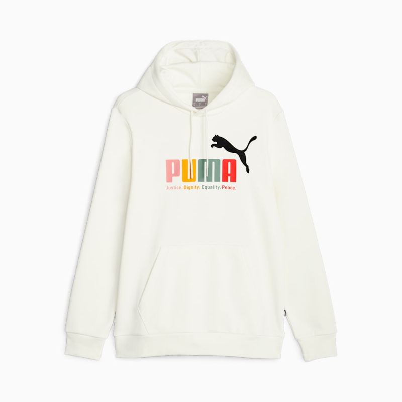 Puma | Men's ESS+ Multicolor Hoodie - Warm White