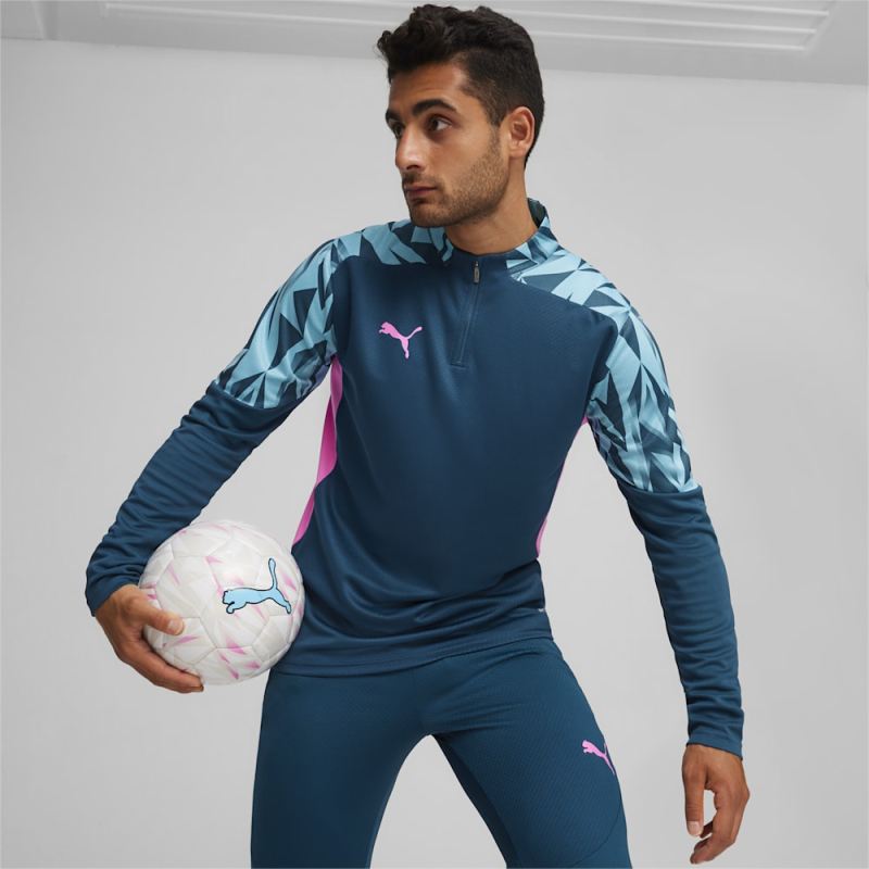 Puma | Men's individualFINAL Quarter-Zip Soccer Top - Ocean Tropic-Bright Aqua