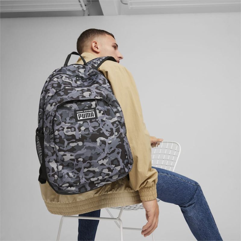 Puma | Women's Academy Backpack - Concrete Gray-Camo AOP