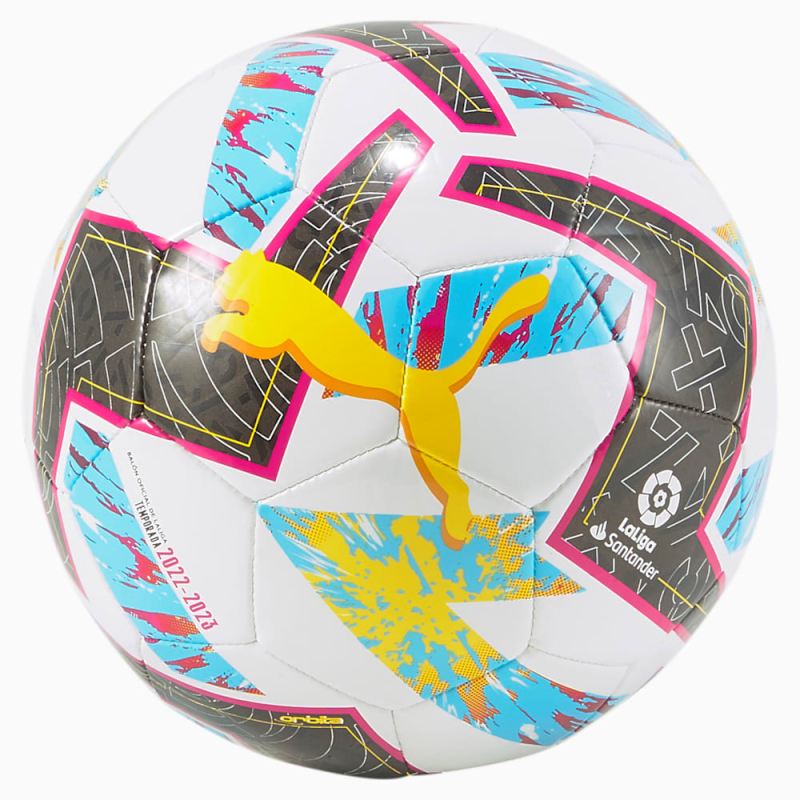 Puma | Boys Puma | Boys Orbita LaLiga 1 MS Mini Soccer Ball - White-Beetroot Purple-Blue Atoll - Click Image to Close