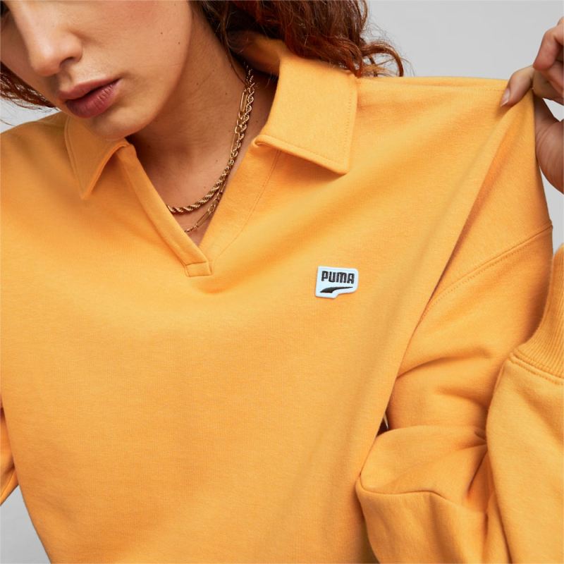 Puma | Women's Downtown Oversized Polo Sweatshirt - Desert Clay