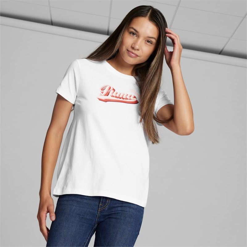 Puma | Women's Vintage Script Logo Tee - White