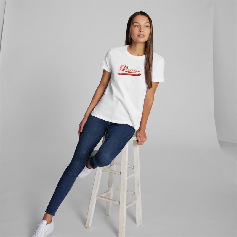 Puma | Women's Vintage Script Logo Tee - White