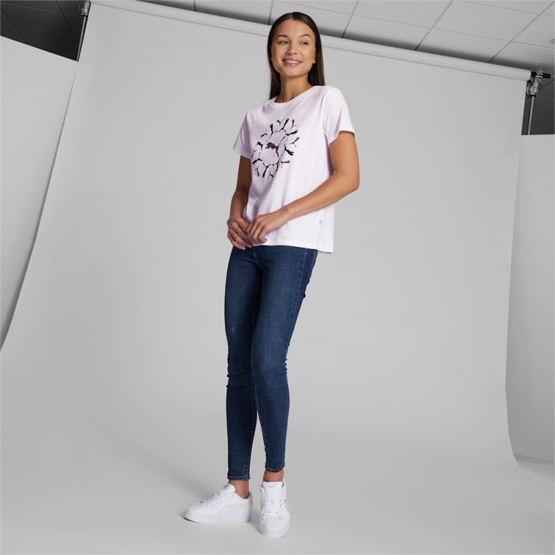 Puma | Women's ESS+ Graphic Tee - White-Malachite