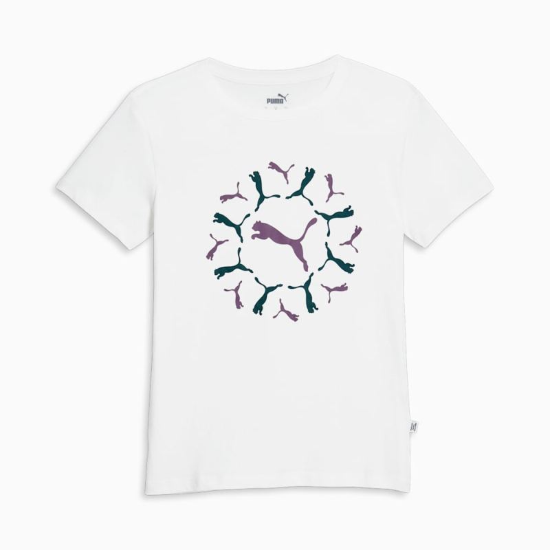 Puma | Women's ESS+ Graphic Tee - White-Malachite