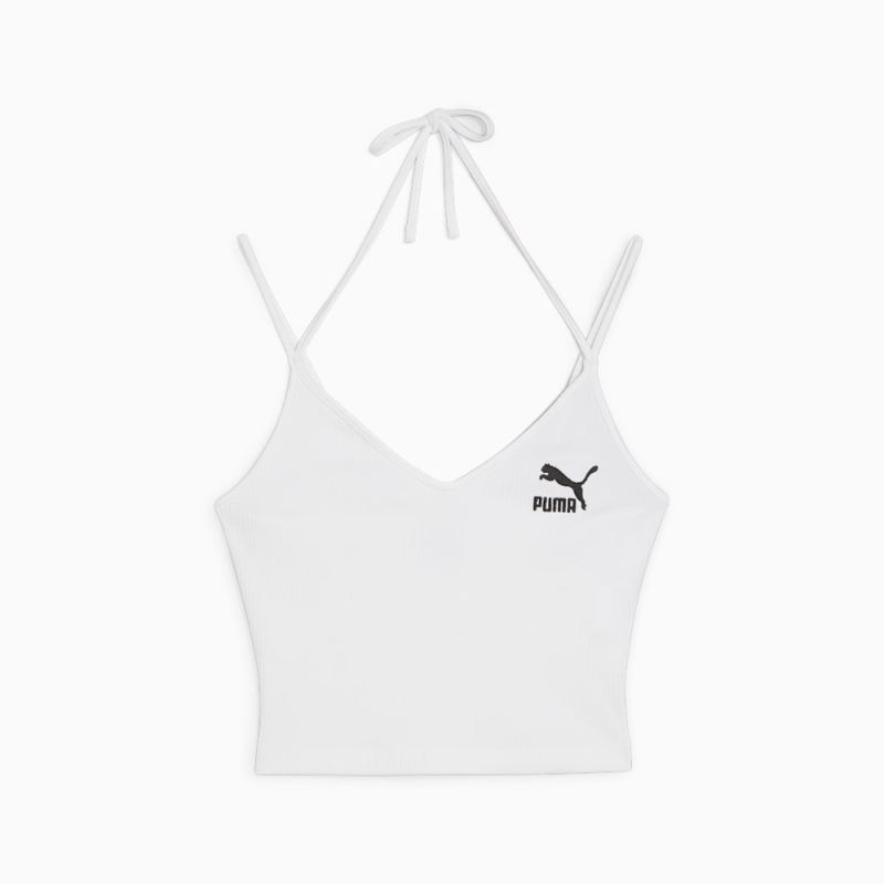 Puma | Women's CLASSICS Ribbed Crop Top - White