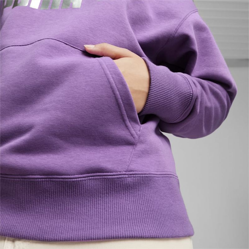 Puma | Women's CLASSICS Shiny Logo Hoodie - Ultra Violet