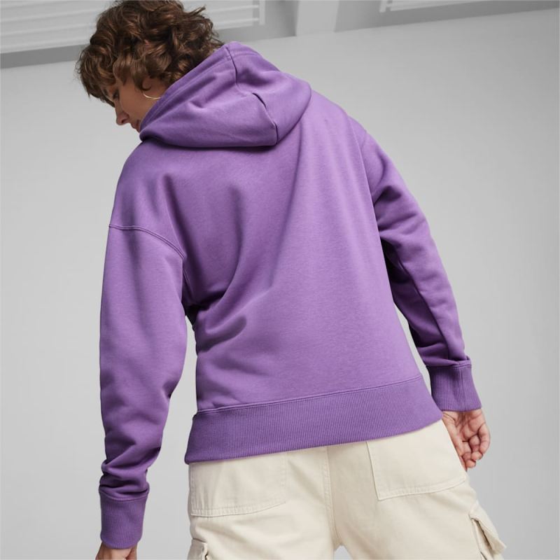 Puma | Women's CLASSICS Shiny Logo Hoodie - Ultra Violet