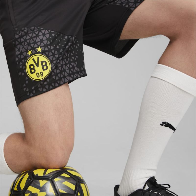 Puma | Men's Borussia Dortmund Soccer Training Shorts - Black-Cyber Yellow