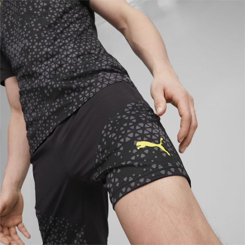 Puma | Men's Borussia Dortmund Soccer Training Shorts - Black-Cyber Yellow