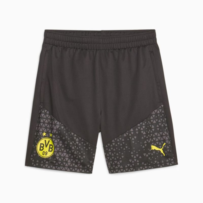 Puma | Men's Borussia Dortmund Soccer Training Shorts - Black-Cyber Yellow