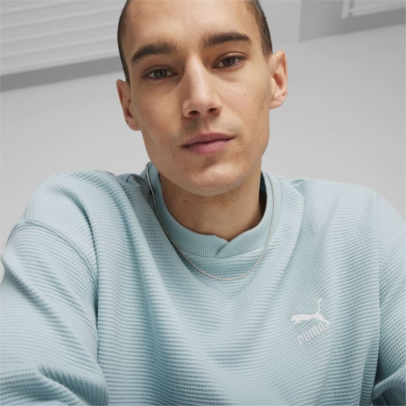 Puma | Men's CLASSICS Waffle Sweatshirt - Turquoise Surf