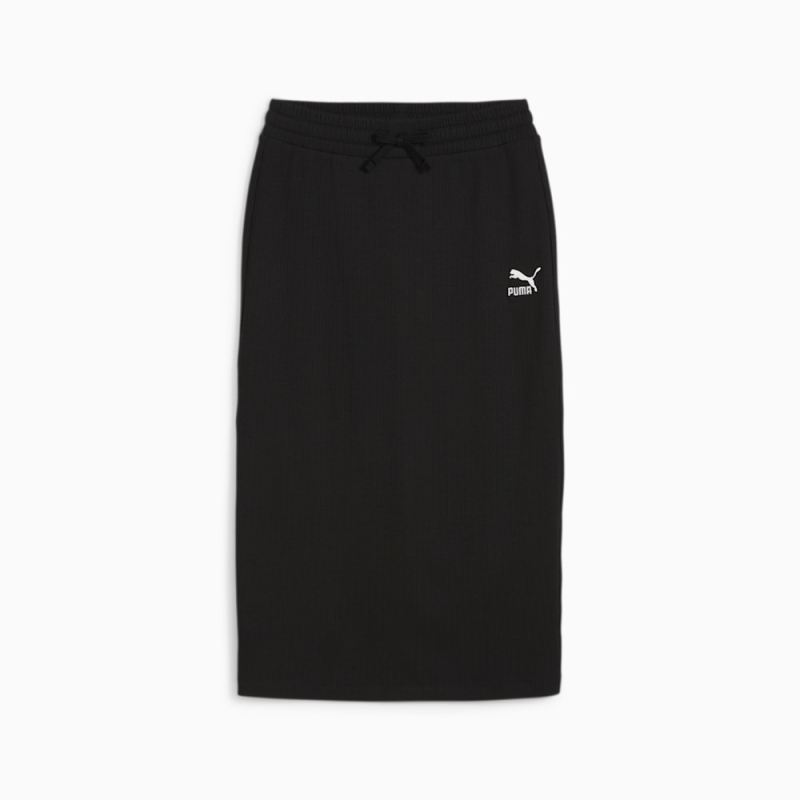 Puma | Women's CLASSICS Ribbed Midi Skirt - Black